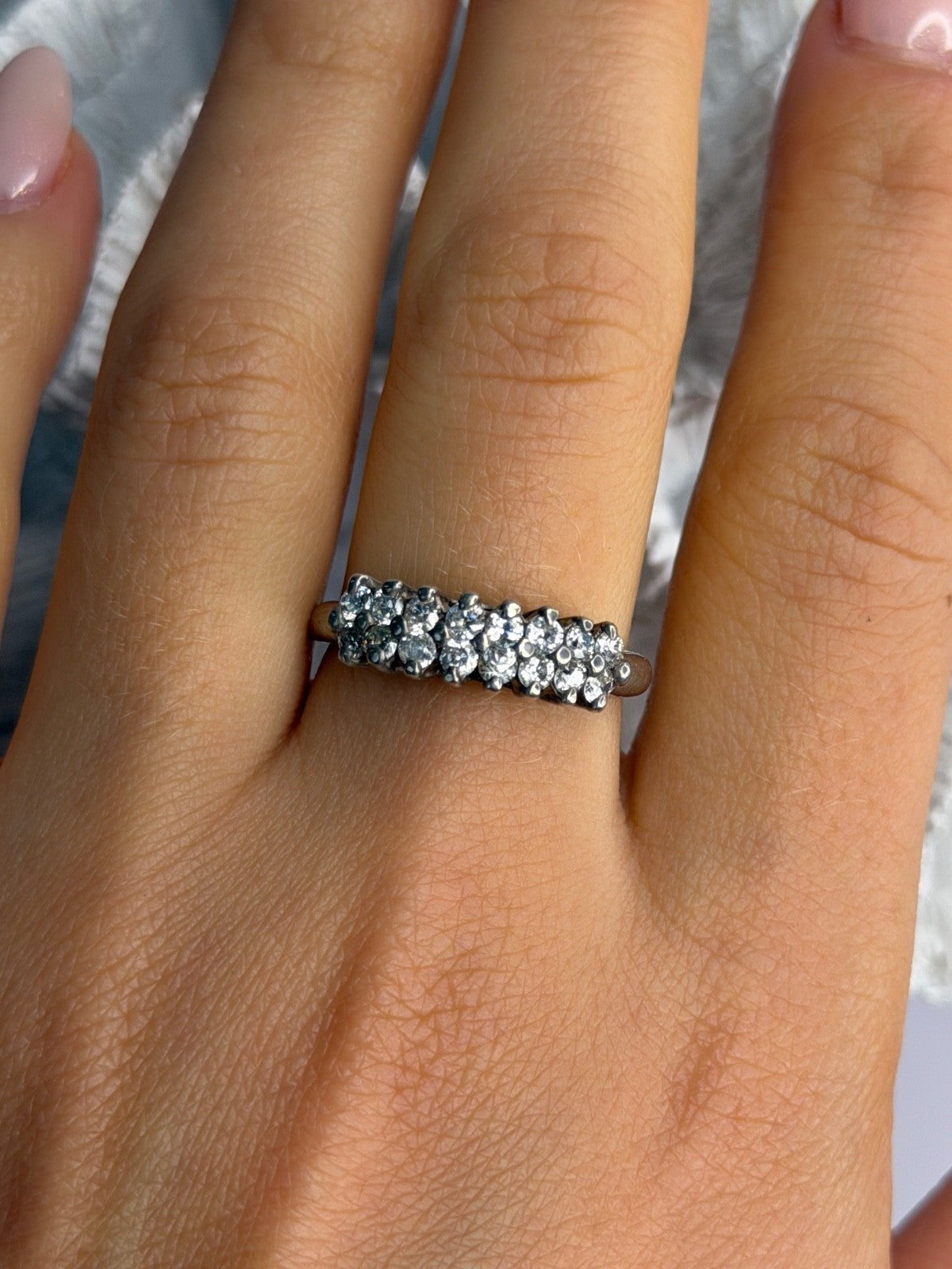 925 Sterling Silver Cz Ring Size 9