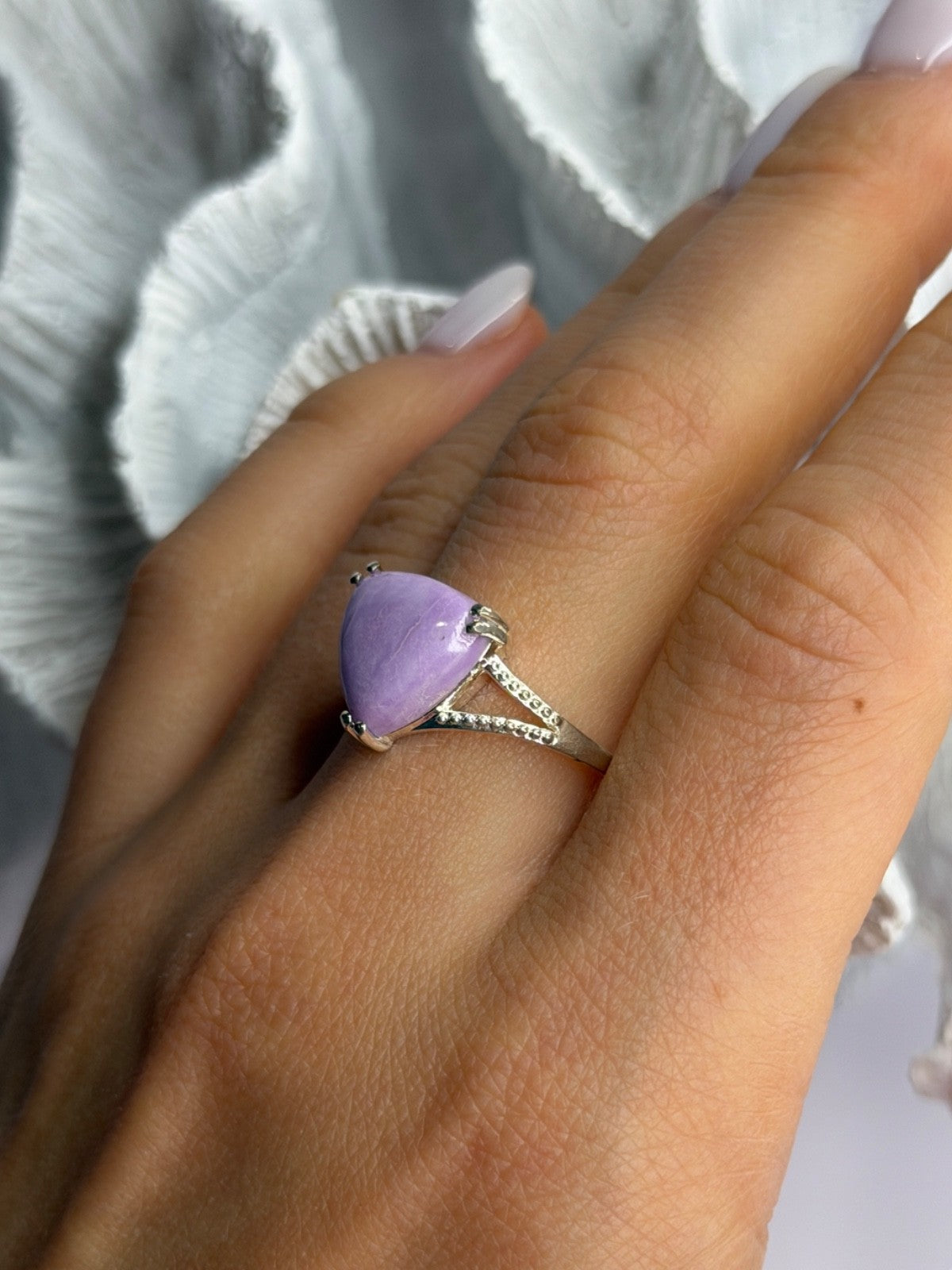 Djoy 925 Sterling Silver Lavender Jade Ring Size 10