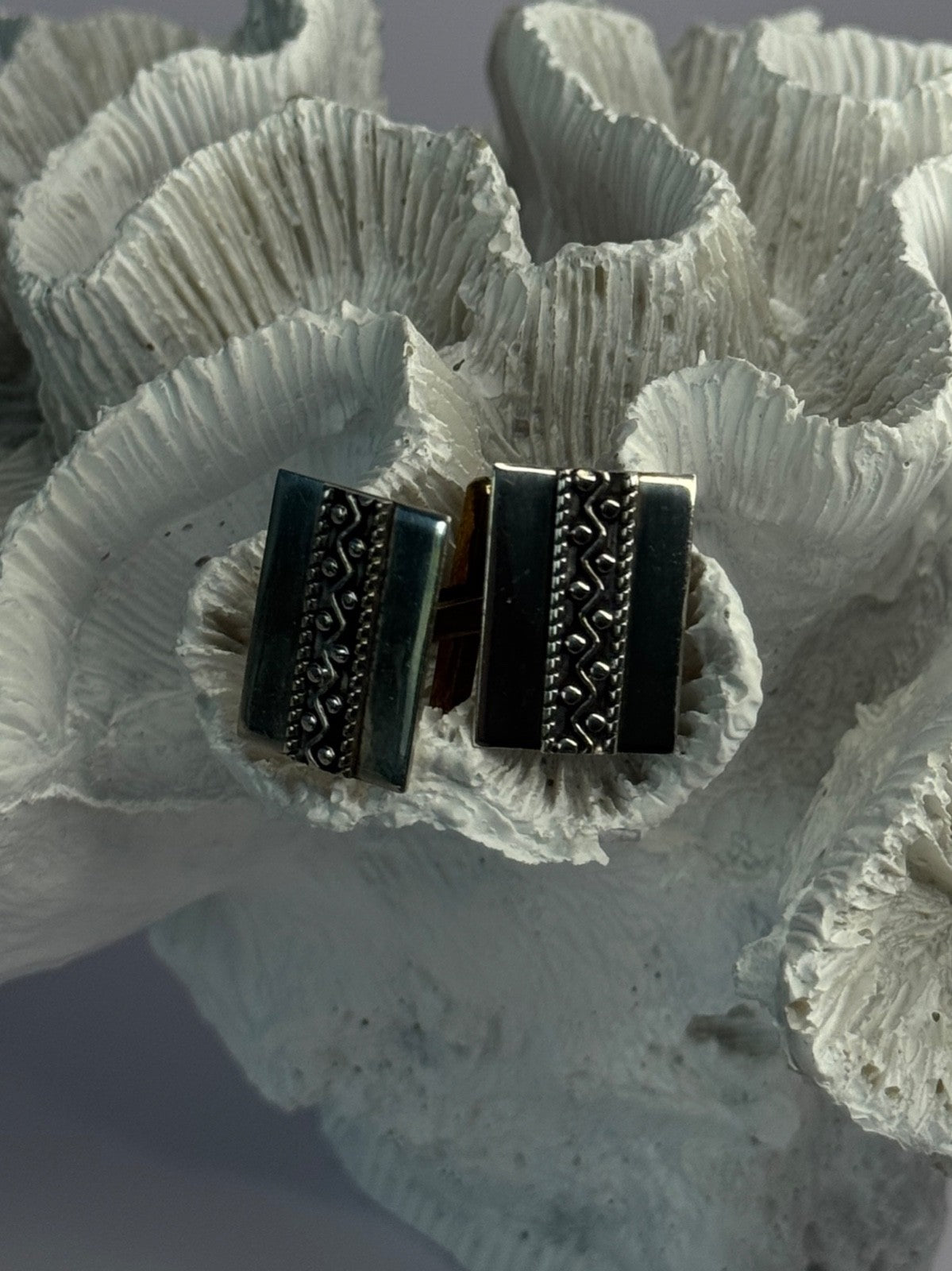 Vintage 925 Sterling Silver Cufflinks Length 0.70 Inch