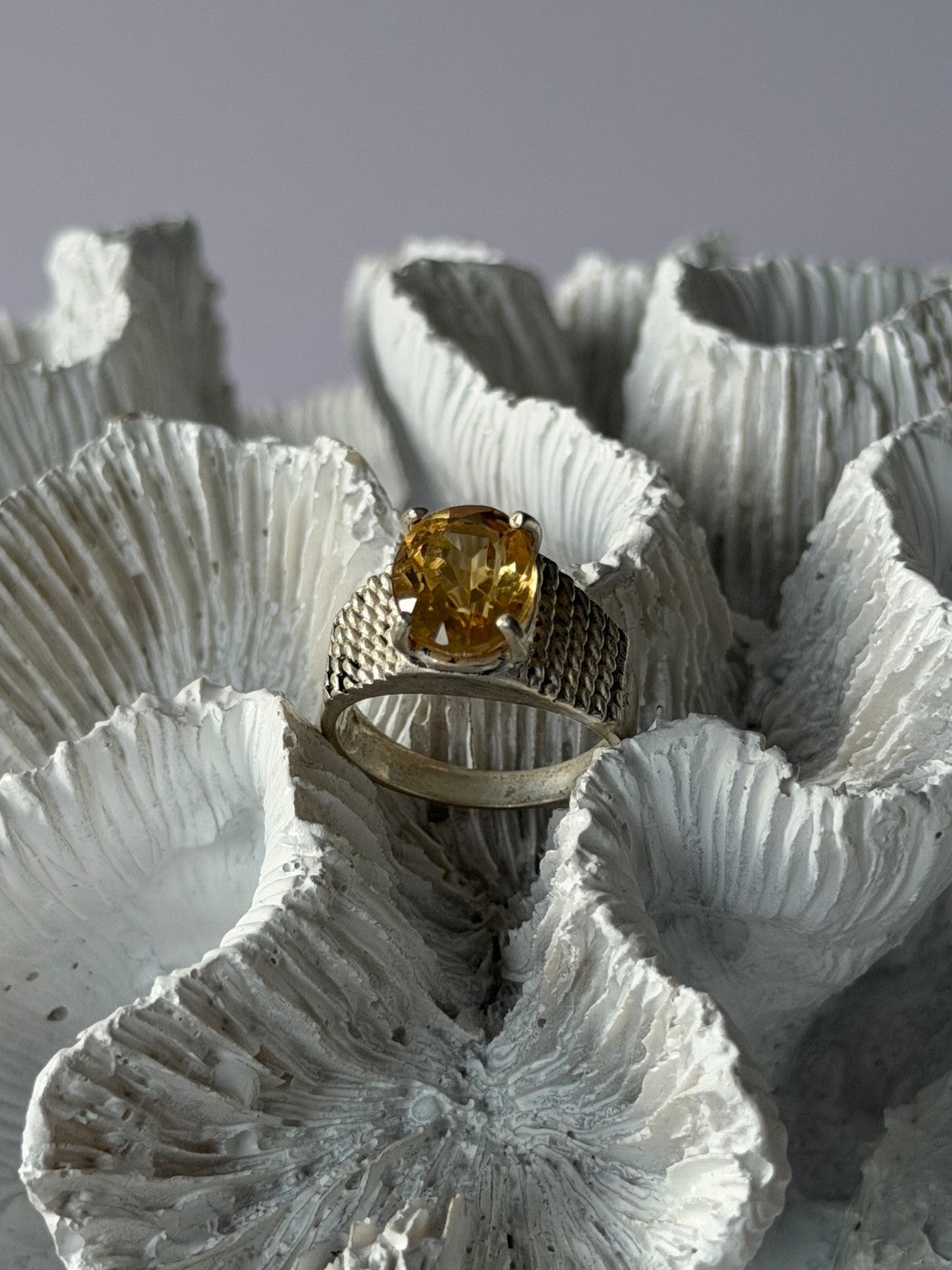 925 Sterling Silver Citrine Ring Size 6