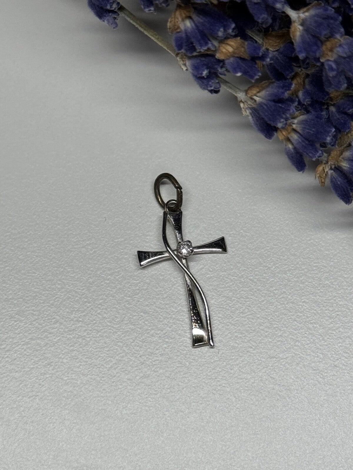 925 Sterling Silver Cross CZ Lenght 26.5 Mm