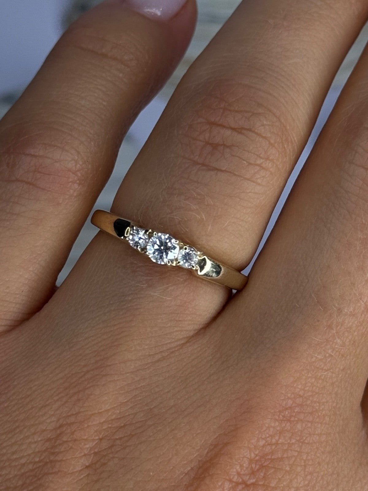 14K Yellow Gold Diamond 0.36 Carat Total Weight Ring Size 7