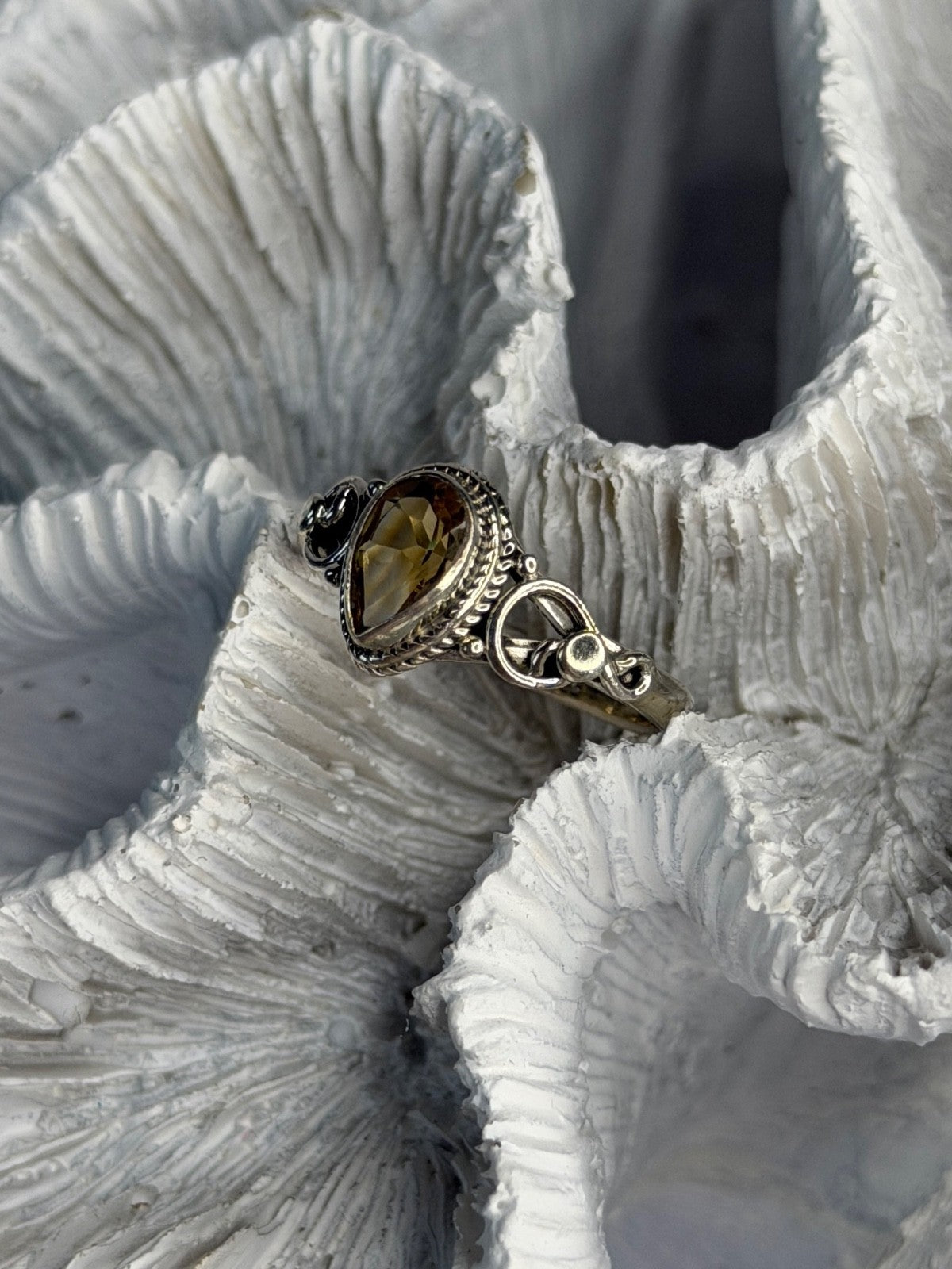 925 Sterling Silver Citrine Ring Size 7