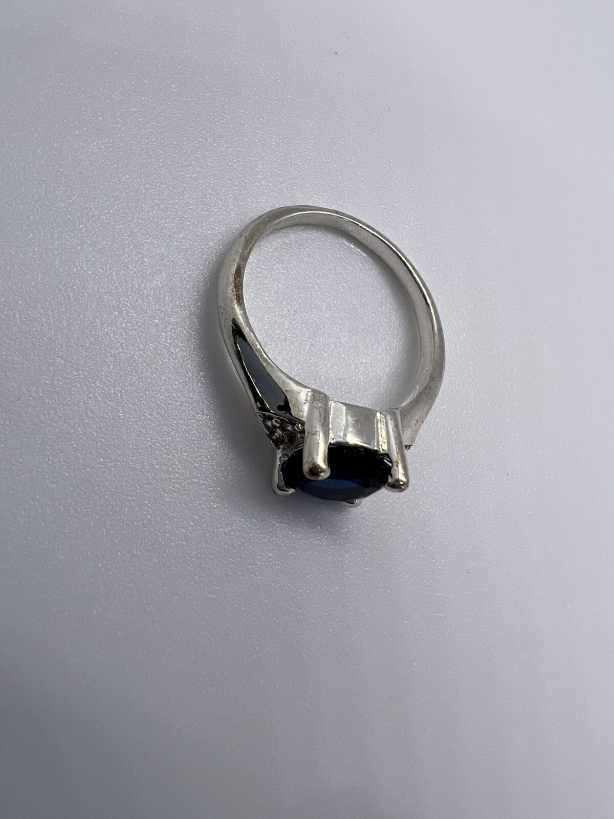 925 Sterling Silver Sapphire & Goshenite Ring – Size 7 Elegant Jewelry