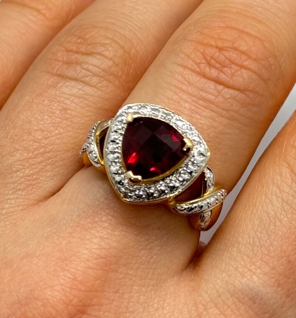 925 Sterling Silver Gold Plated Spinel Ring Size 7