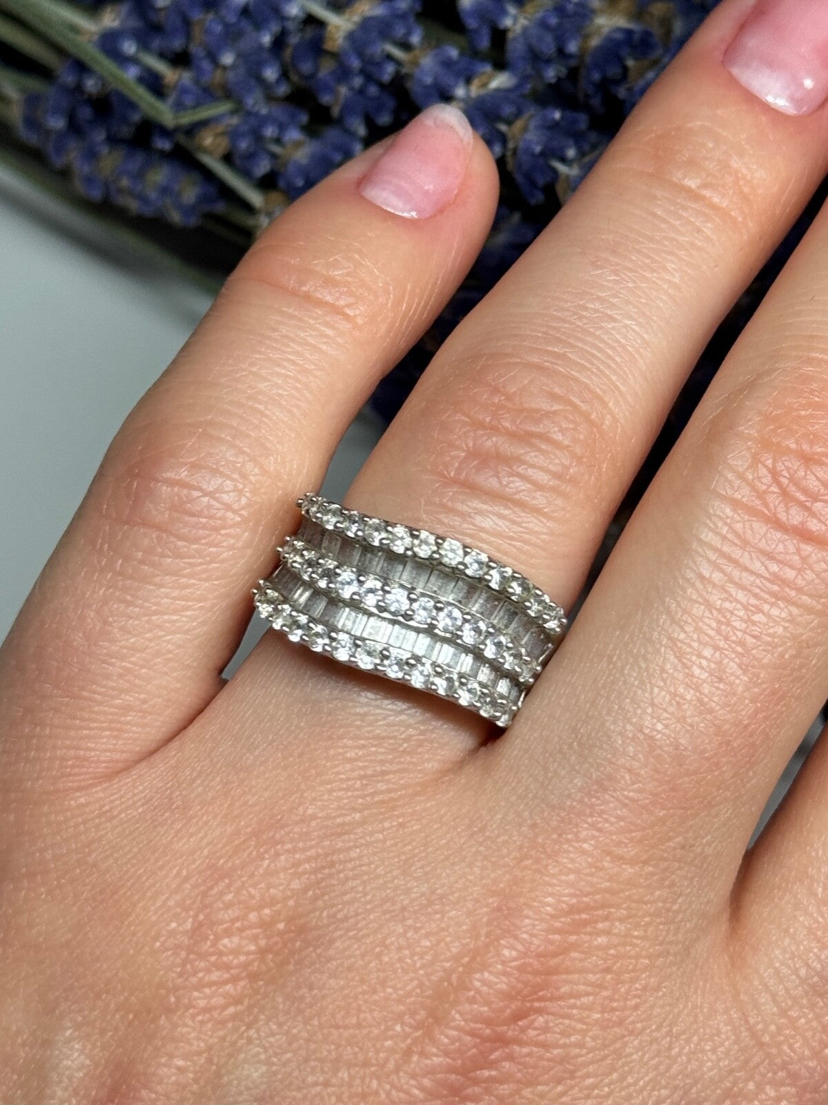 925 Sterling Silver Sapphire Ring Size 6