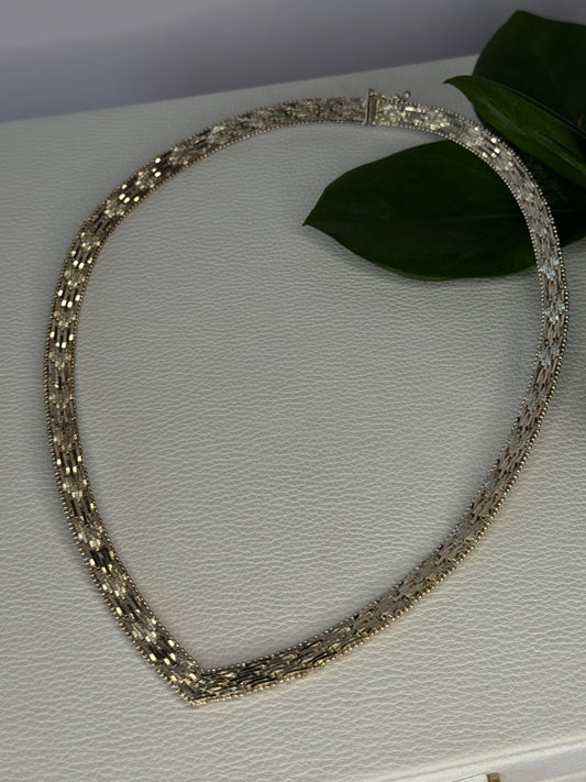 Elegant Italy 925 Sterling Silver Necklace Length 17.5 Inch