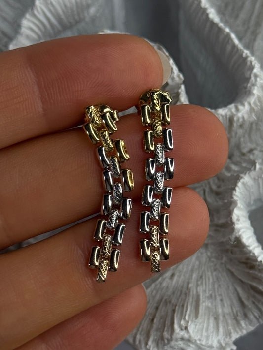 Italy Milor 925 Sterling Silver Gold Plated Earrings Length 1.40 Inch