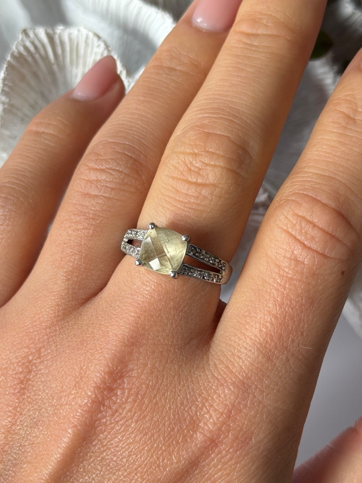 925 Sterling Silver Lemon Citrine Ring Size 8