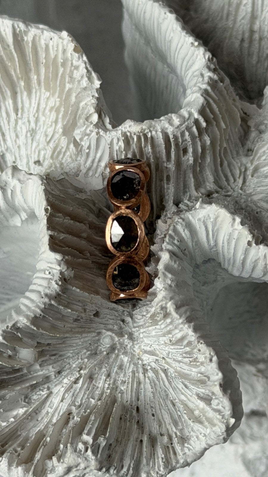 Salt and Pepper Chocolate Diamond 2.42 ct 14K Rose Gold Ring Size 7