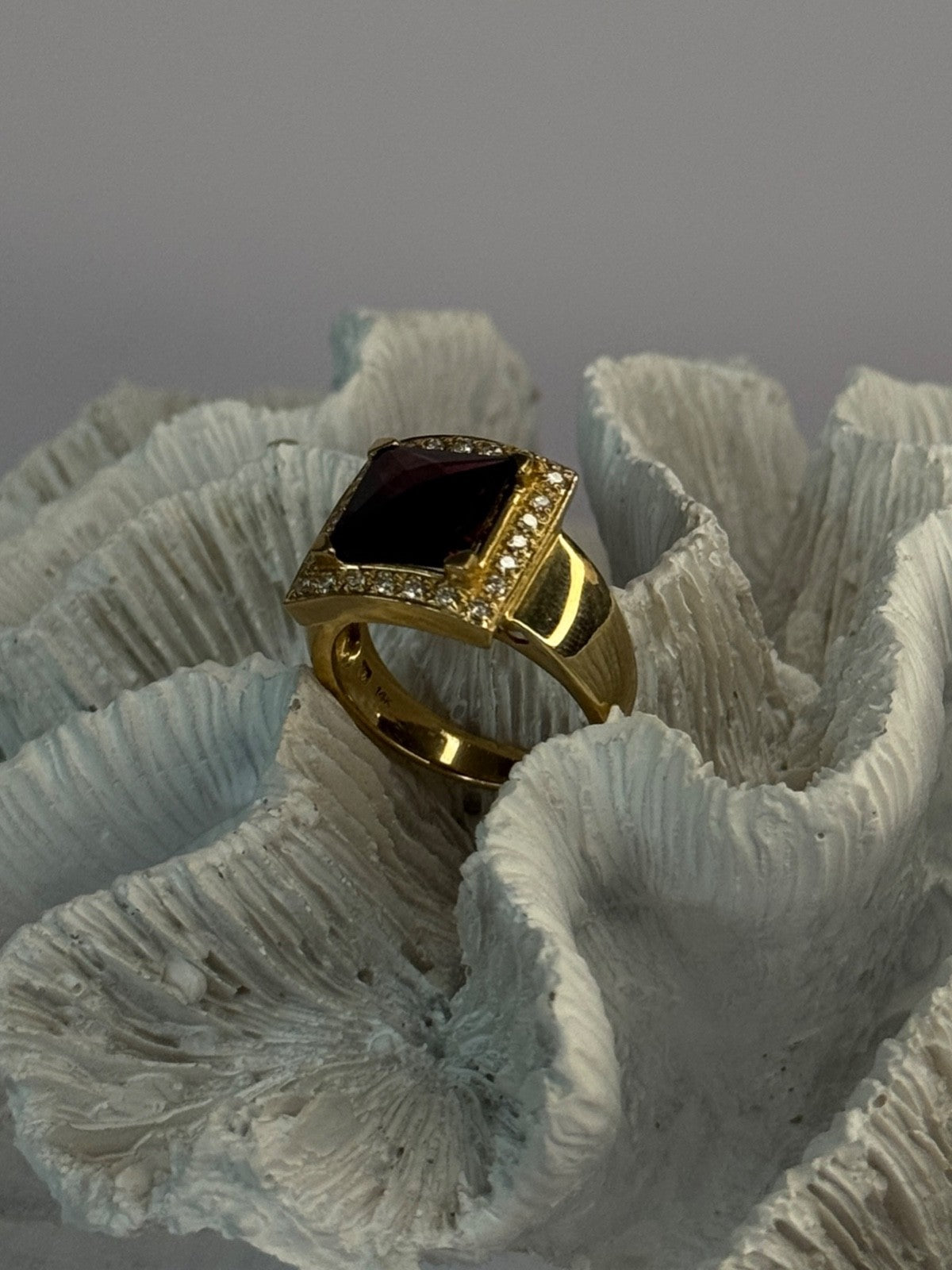 14K Yellow Gold Rubellite & Beryl Ring Size 8