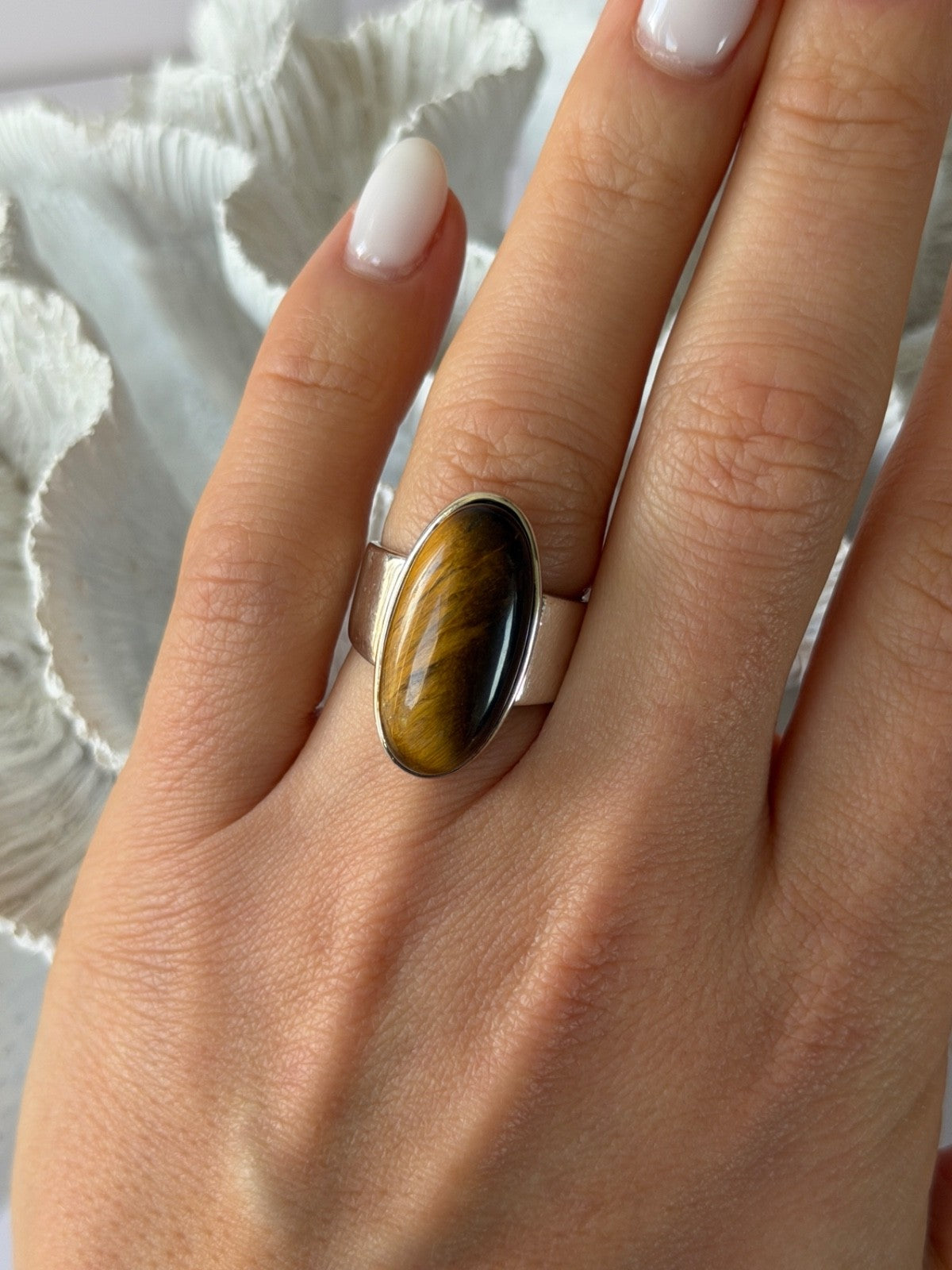 925 Sterling Silver Tigers Eye Ring Size 7