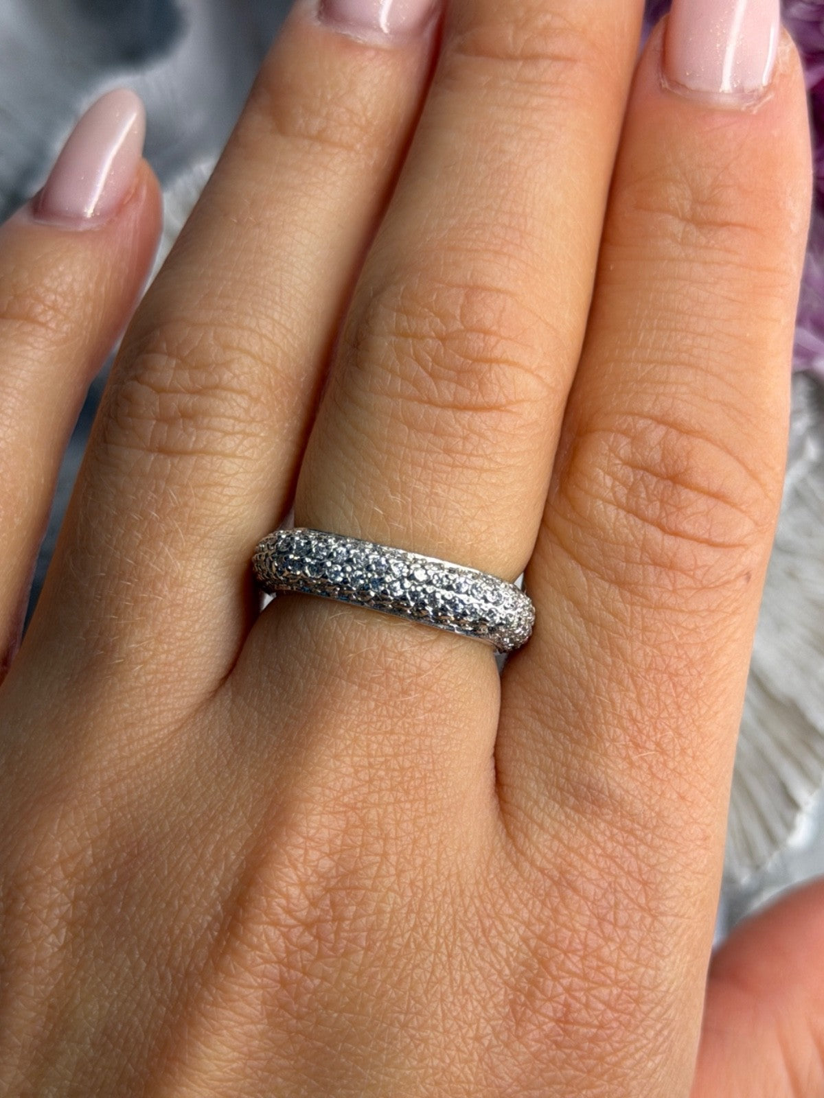 Unique Design 925 Sterling Silver Cz Ring Size 7
