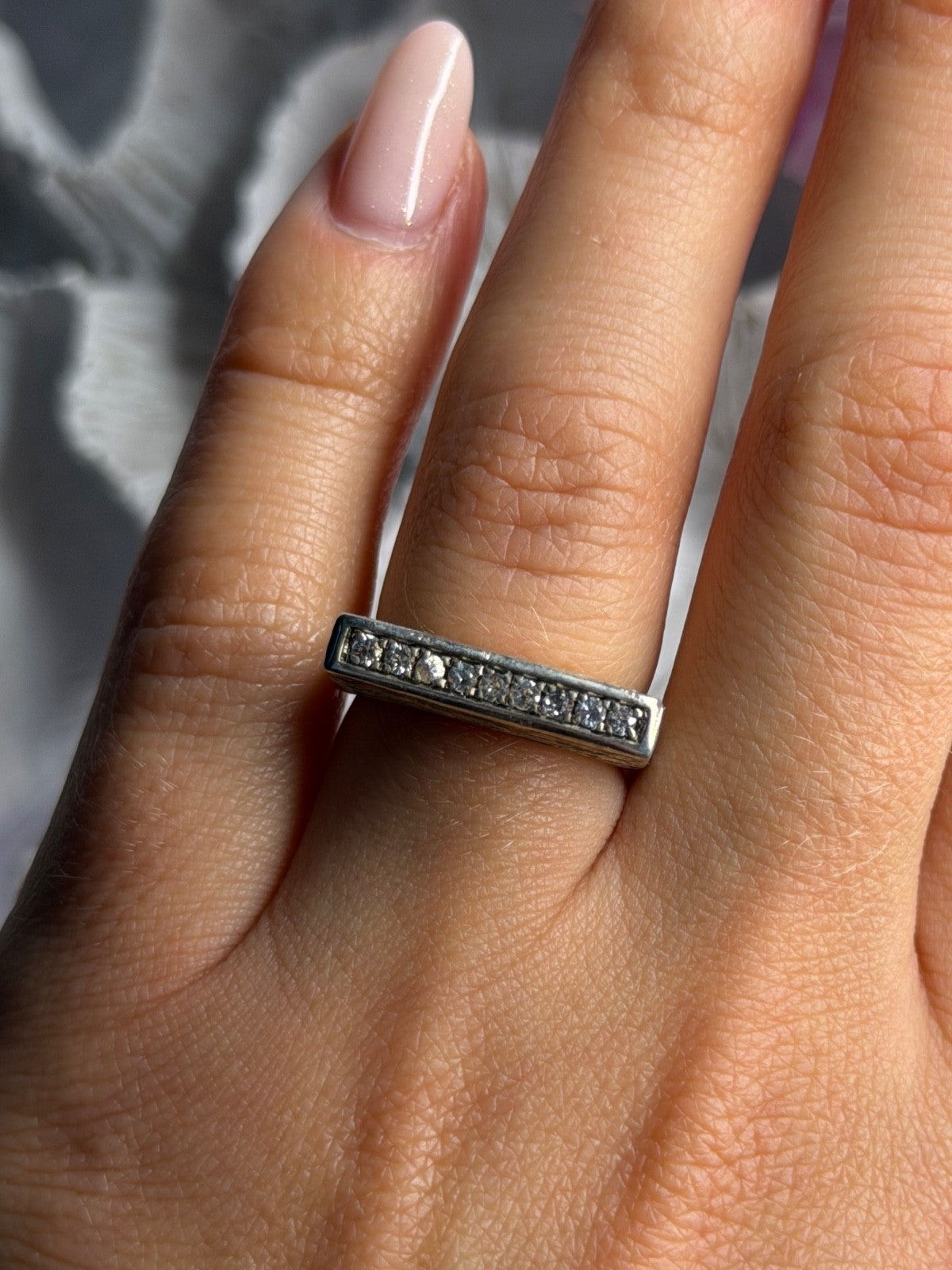 Unique Design 925 Sterling Silver Cz Ring Size 6