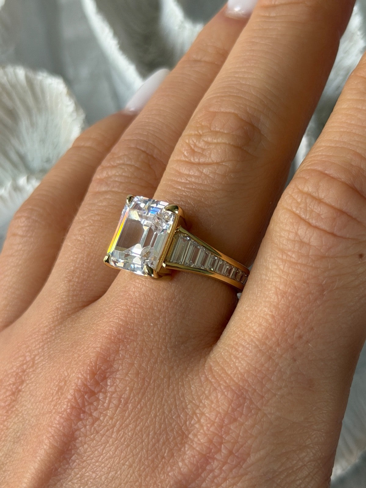 925 Sterling Silver Gold Plated Cz Ring Size 8