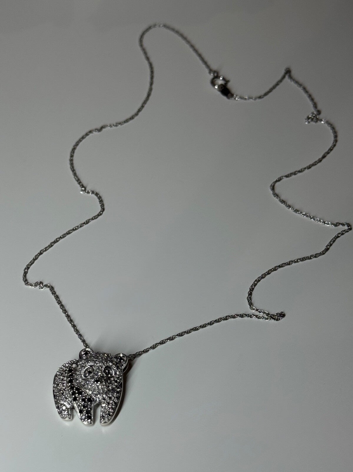 925 Sterling Silver Baby Bear CZ Necklace Length 18 Inch