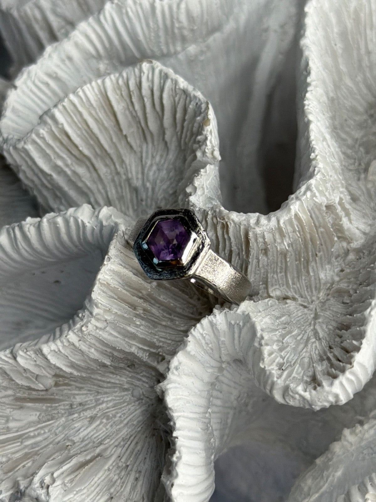 925 Sterling Silver Amethyst Ring Size 5.5