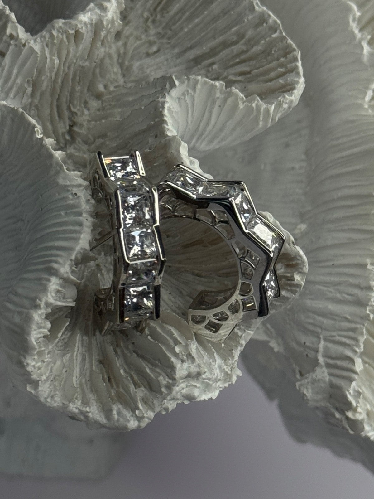 925 Sterling Silver Earrings Shiny CZ Length 0.90 Inch