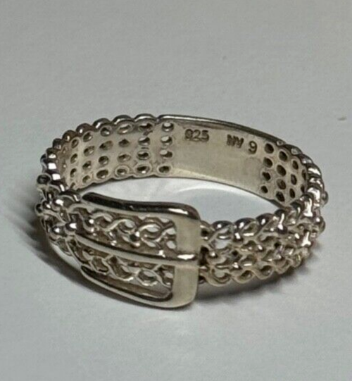 925 Sterling Silver Belt Ring Size 8