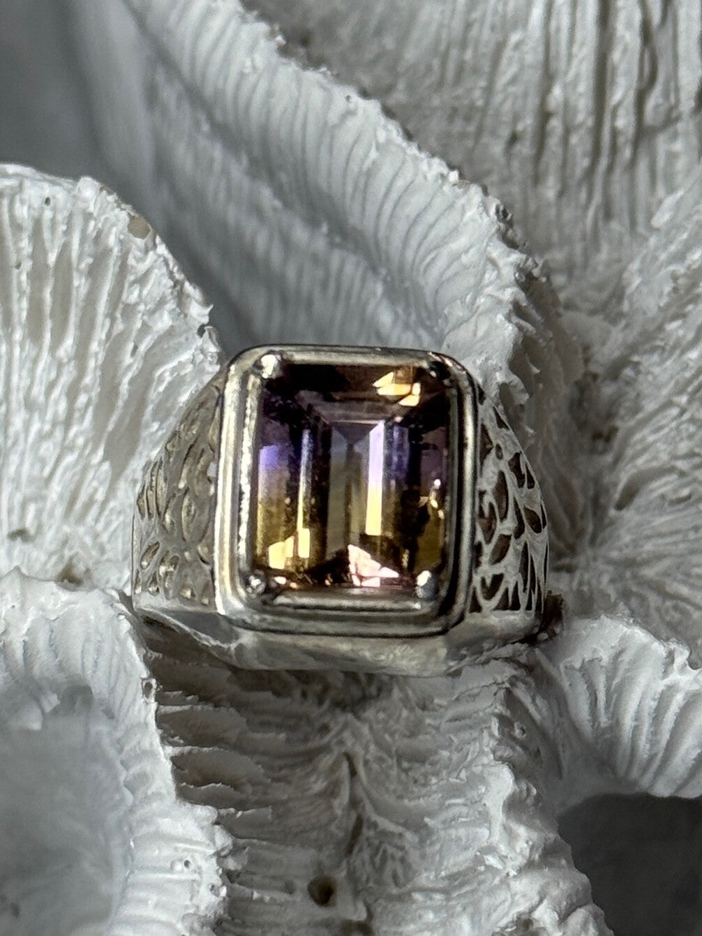 925 Sterling Silver Spinel Men's Ring Size 8