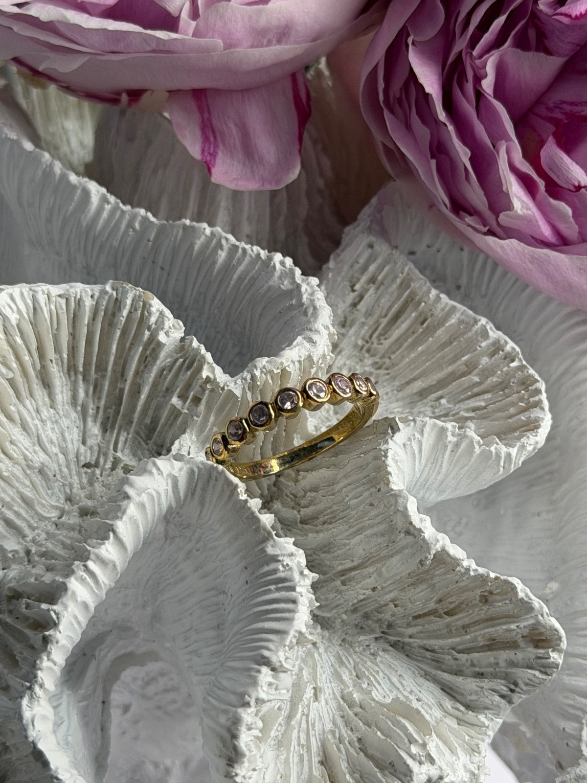 925 Sterling Silver Gold Plated Morganite Ring Size 6