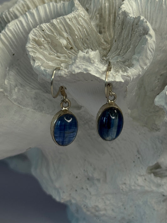 925 Sterling Silver Blue Moonstone Earrings Length 1.30 Inch