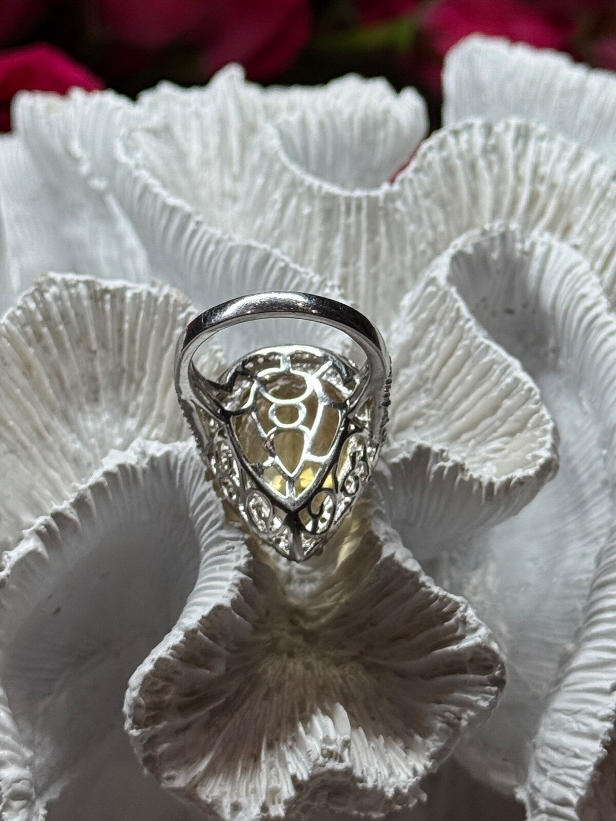 925 Sterling Silver Citrine & Beryl Ring Size 8.5