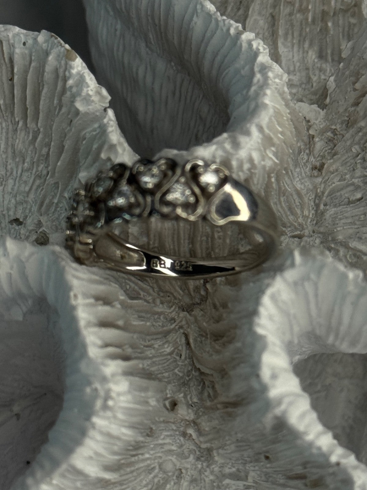 Bbj 925 Sterling Silver White Topaz Heart Ring Size 7
