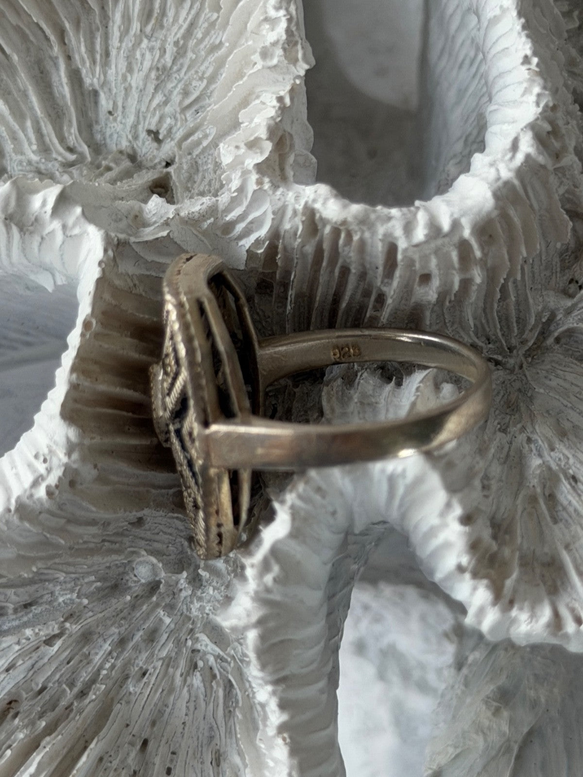 Vintage 925 Sterling Silver Marcasite Ring Size 6.5