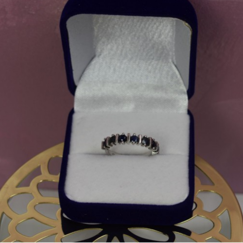 925 Sterling Silver Dark Blue Spinel Ring Size 6.5