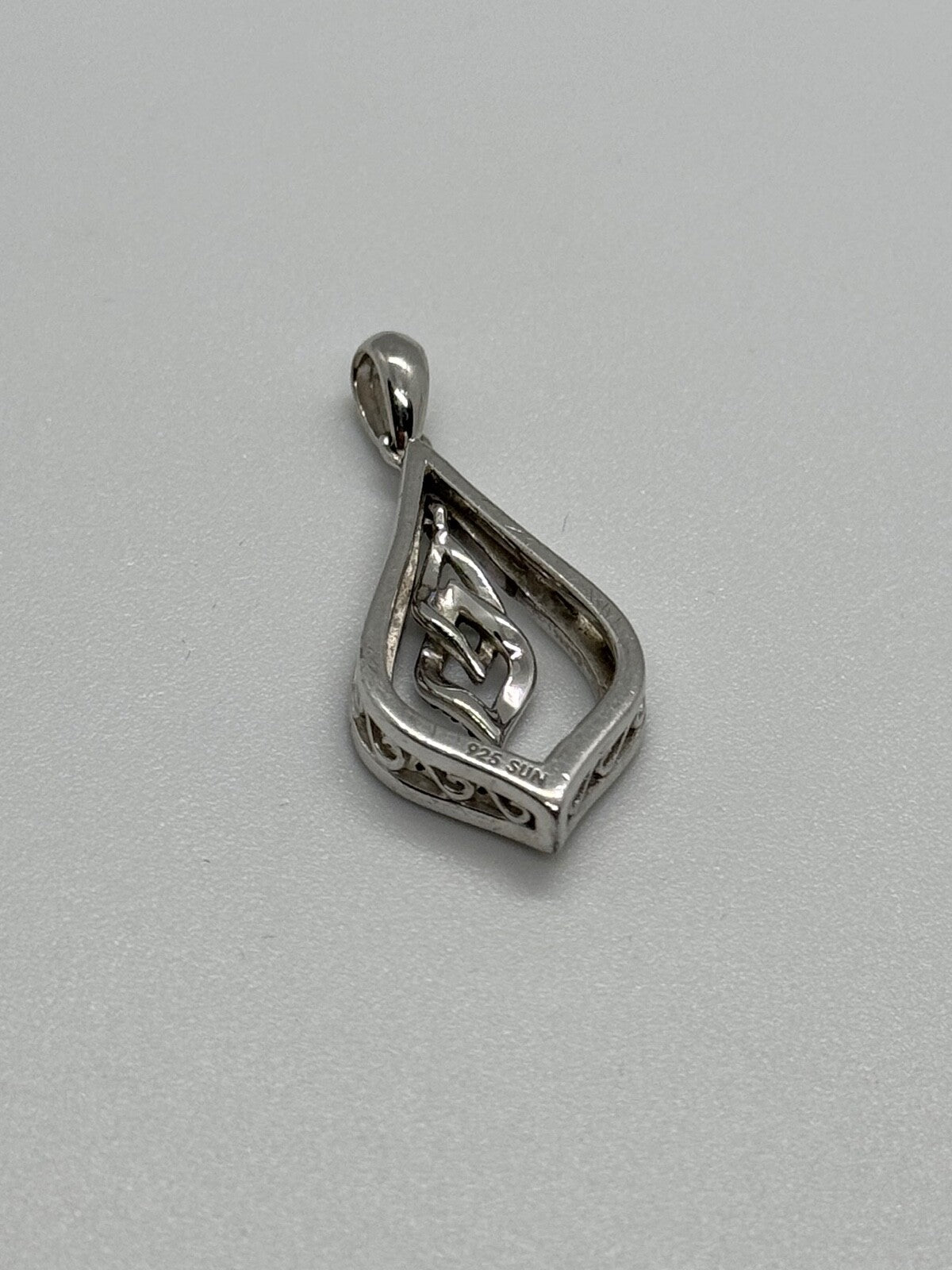 925 Sterling Silver Blue & White Spinel Pendant Length 33 Mm