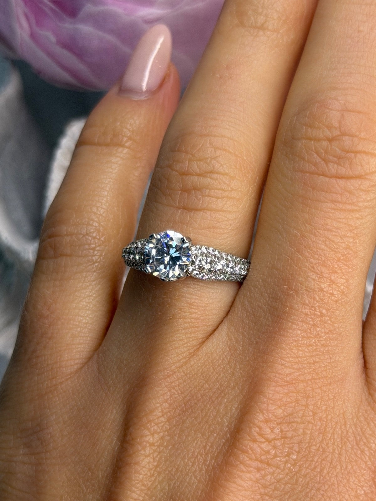 GOC 925 Sterling Silver tcw 1.60 Cz Ring Size 7