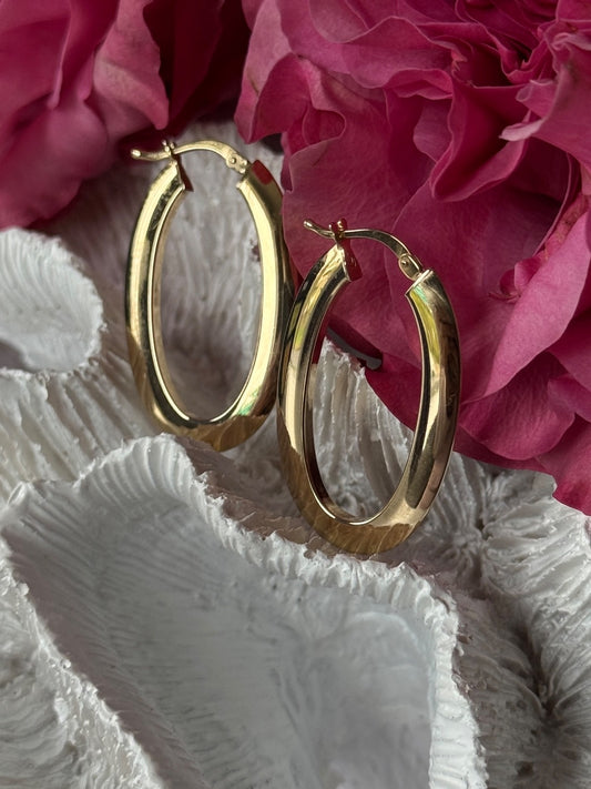 Italy 14K Yellow Gold Earrings Length 1.30 Inch