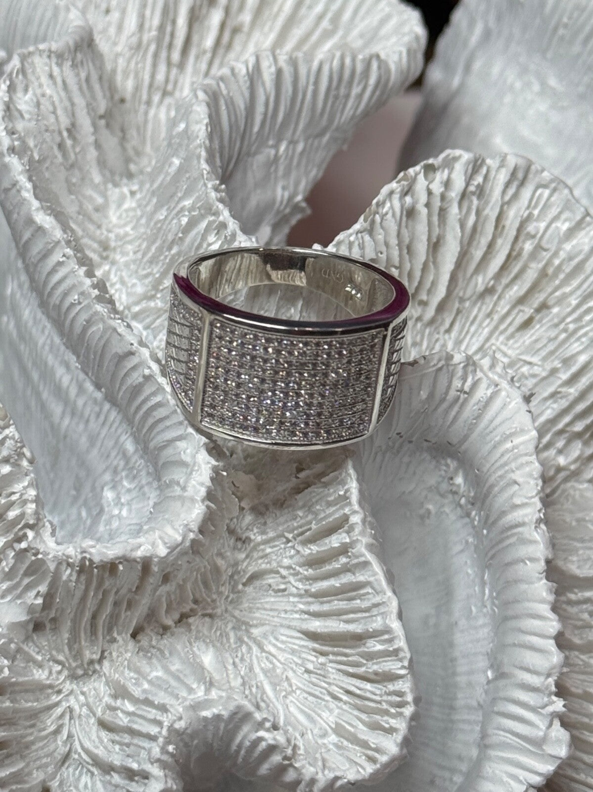 925 Sterling Silver Diamonds Ring Size 8.5