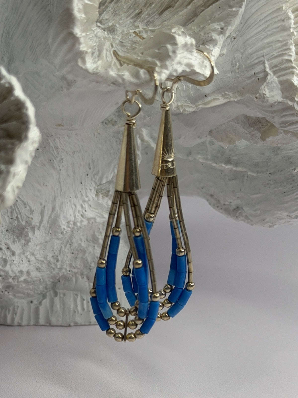 Native American 925 Sterling Silver Blue Lapis Earrings