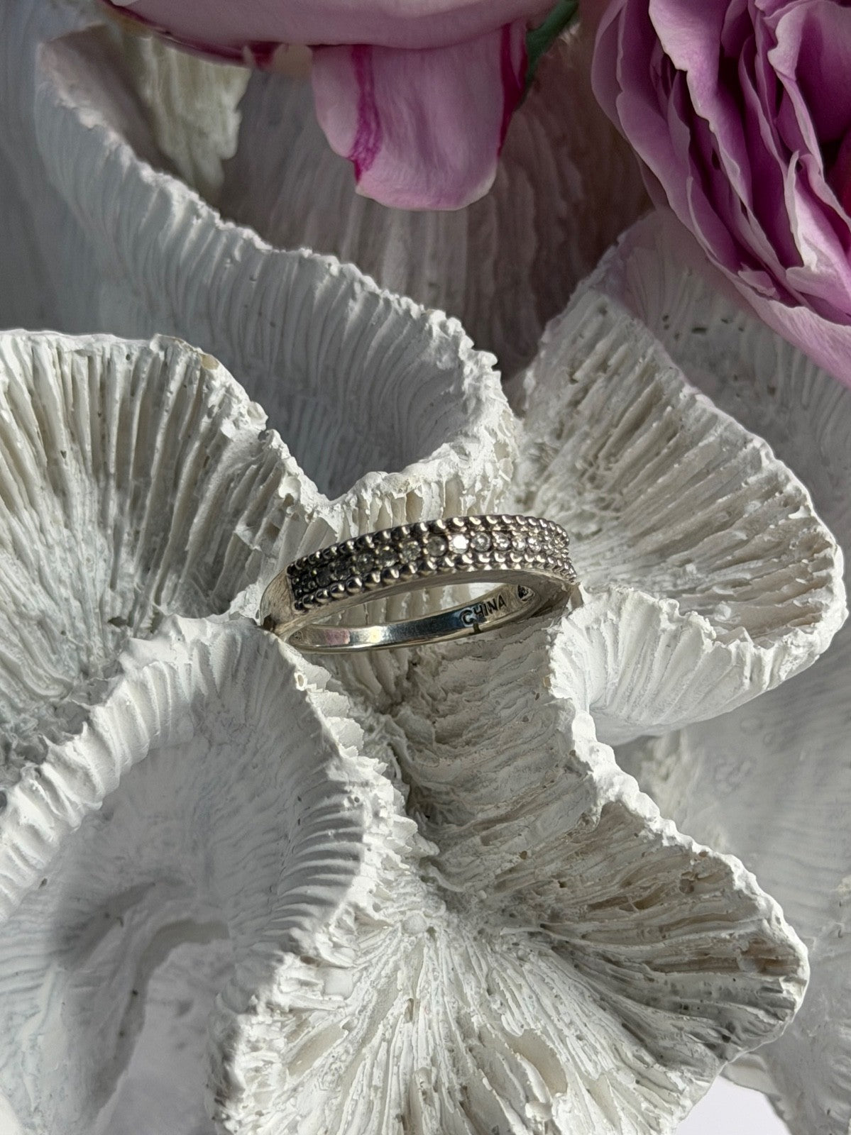 925 Sterling Silver White Spinel Ring Size 7