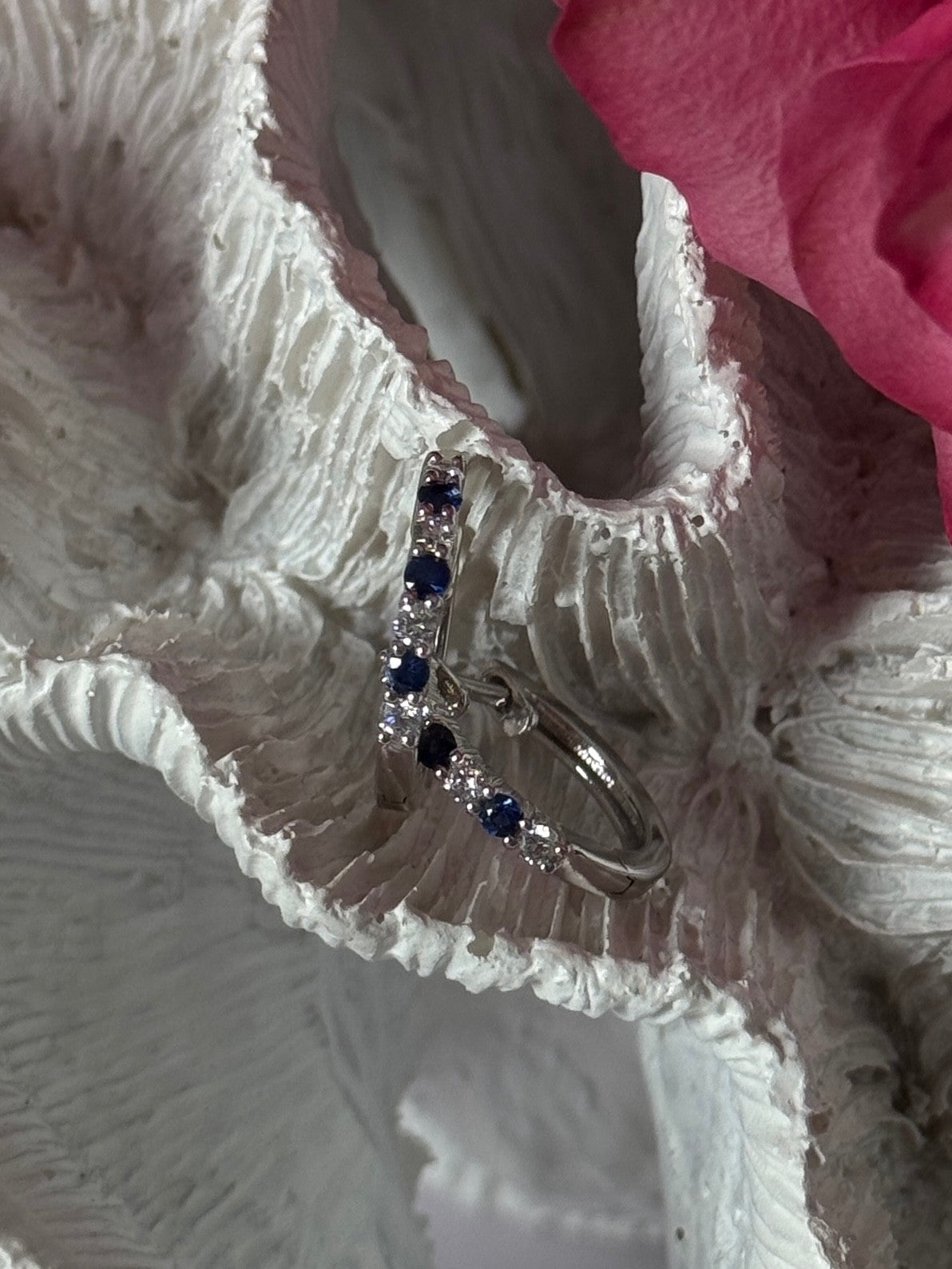 14K White Gold Sapphire & Diamond Earrings