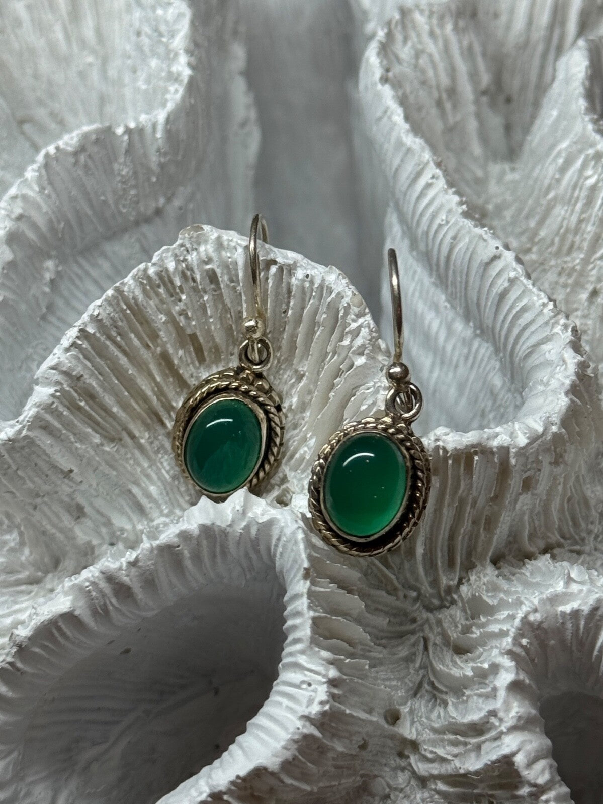 925 Sterling Silver Jadeite Earrings Length 1.1 Inch