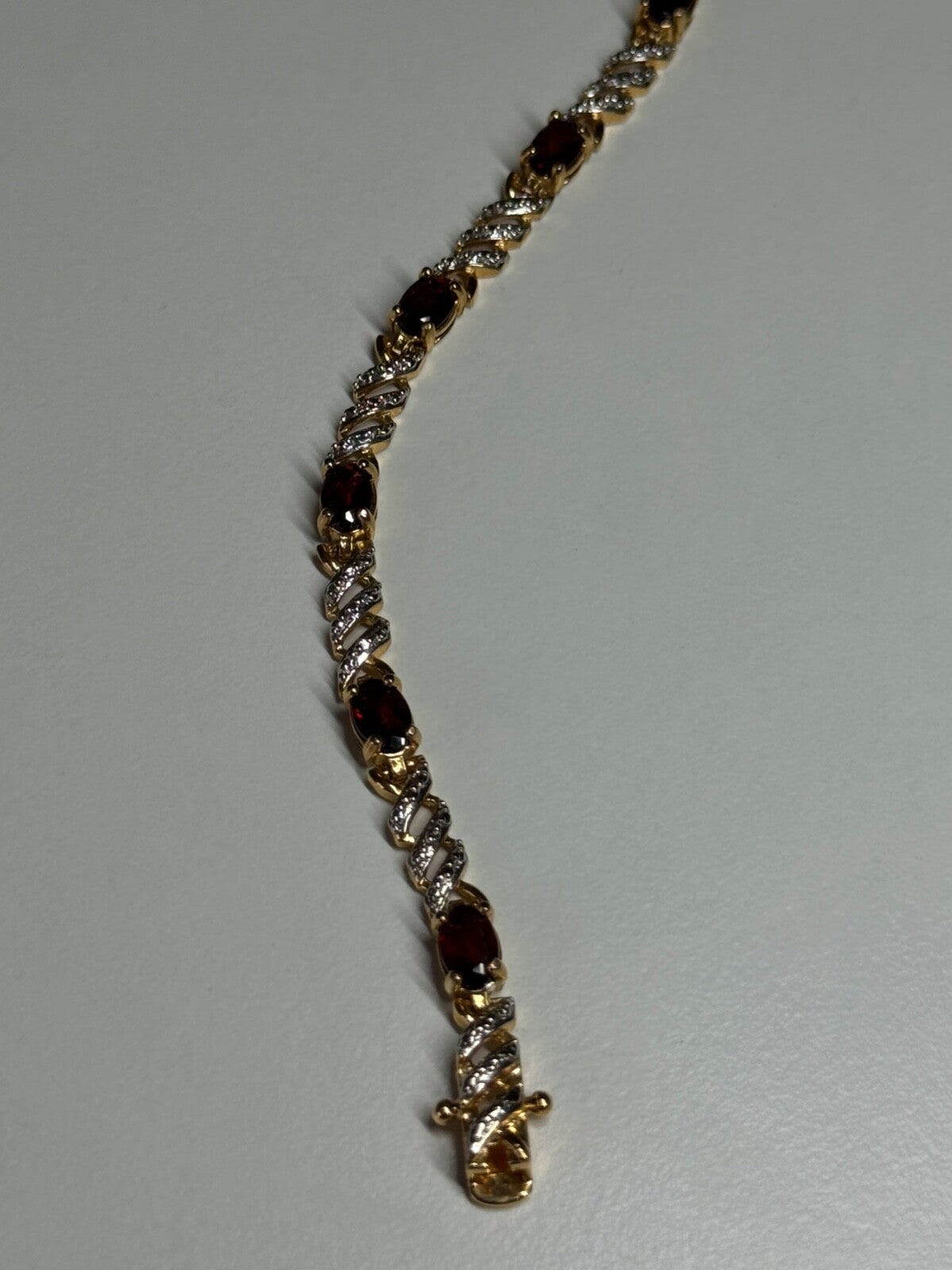 925 Sterling Silver Gold Plated Garnet Bracelet