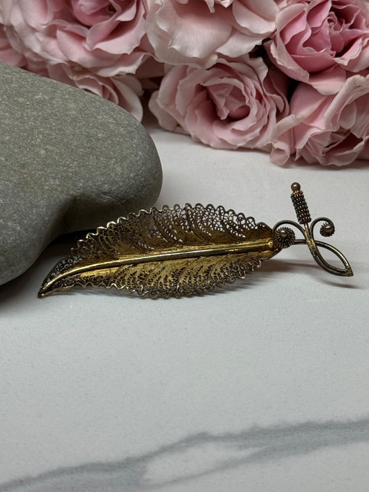 925 Sterling Silver Gold Plated Brooch