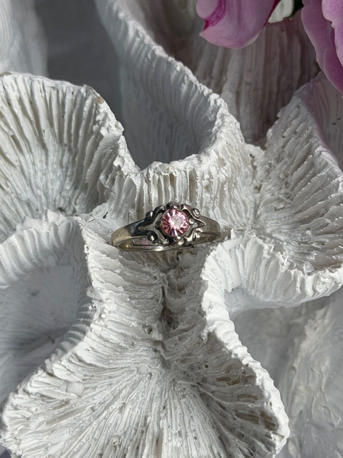 925 Sterling Silver Morganite Ring (adjustable)
