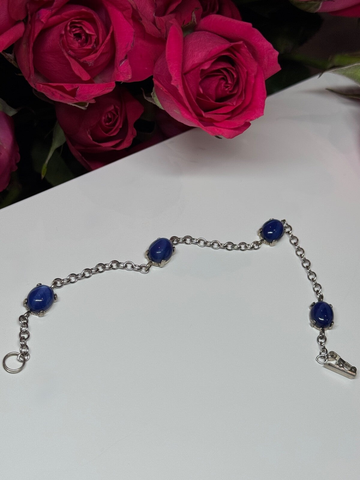925 Sterling Silver Star Sapphire Bracelet Length 7.5
