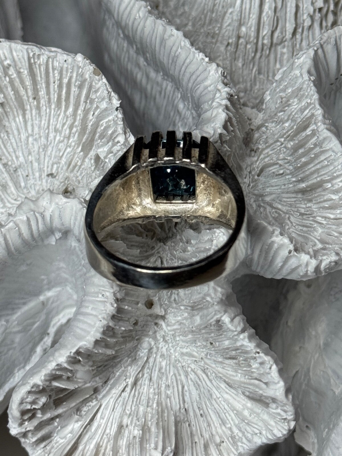 Men'S 925 Sterling Silver Aquamarine Ring Size 9