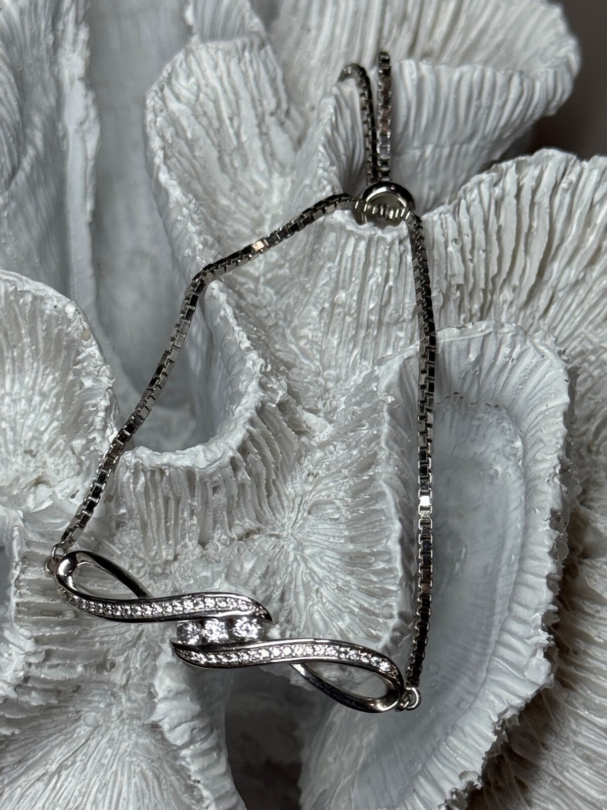 925 Sterling Silver CZ Bracelet Slider