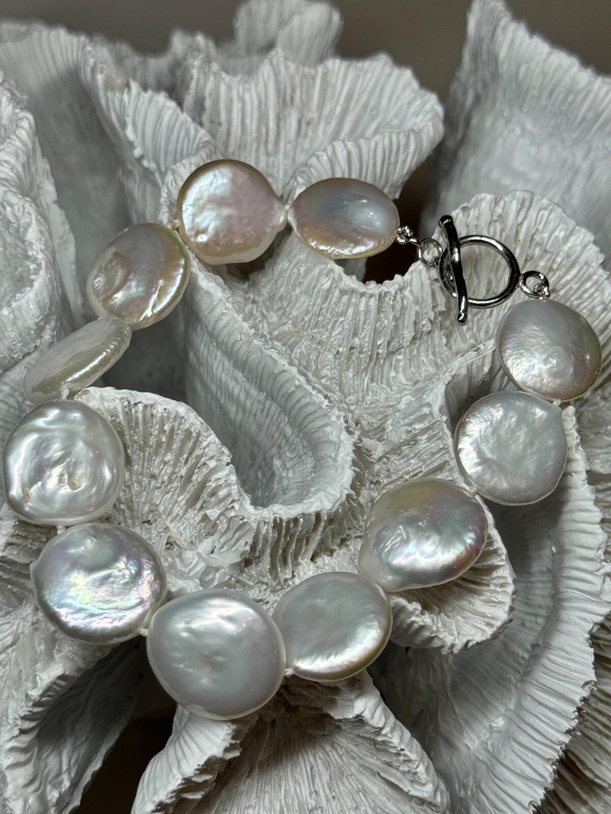 925 Sterling Silver Water Fresh Pearl Bracelet Length 8 Inch