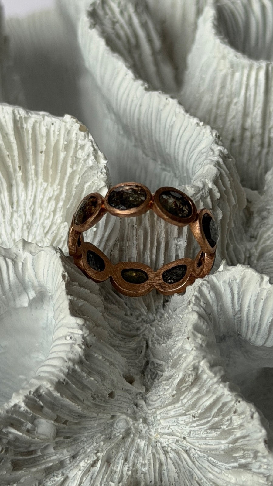 Salt and Pepper Chocolate Diamond 2.42 ct 14K Rose Gold Ring Size 7
