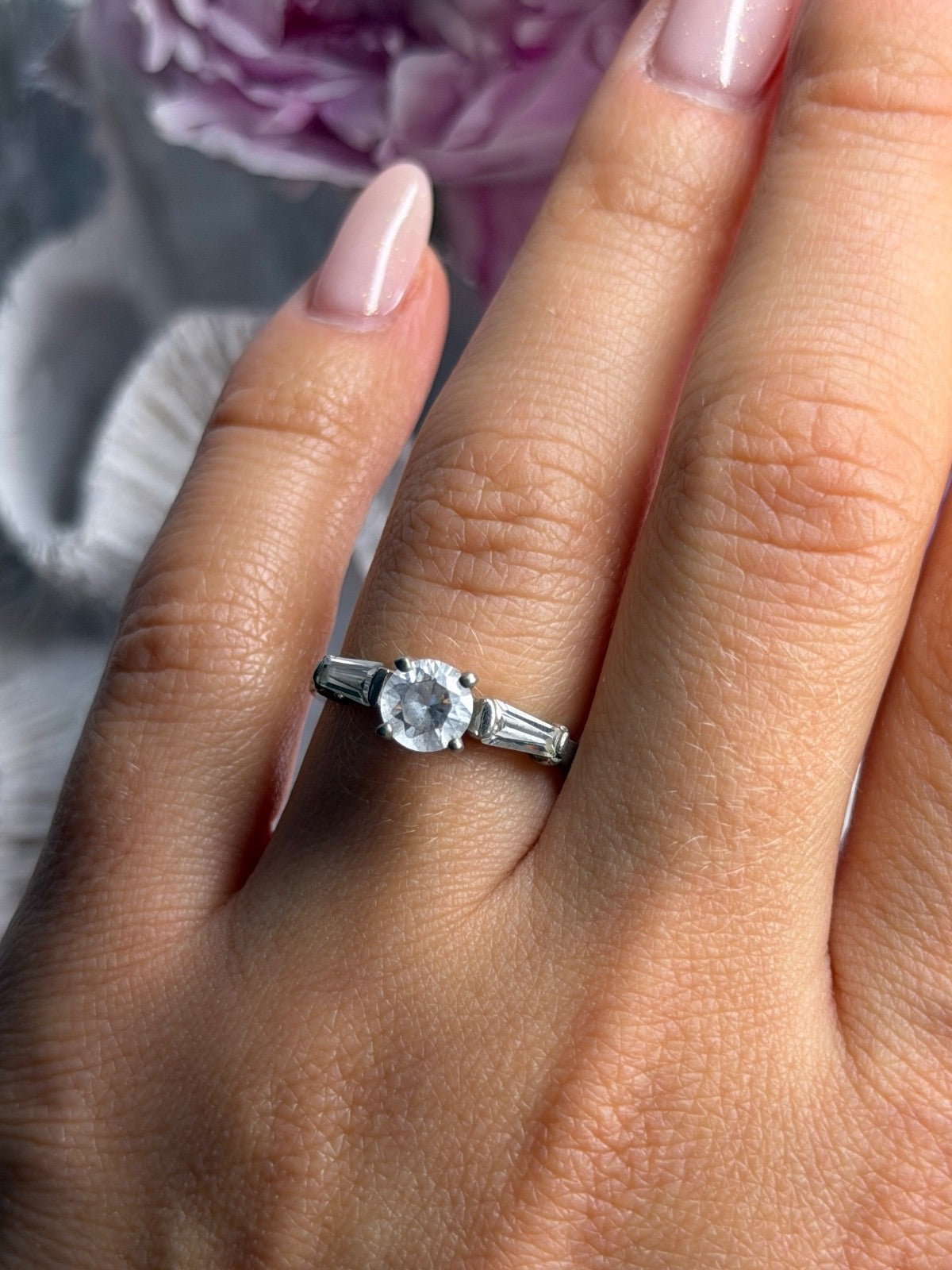 925 Sterling Silver White Spinel Ring Size 7