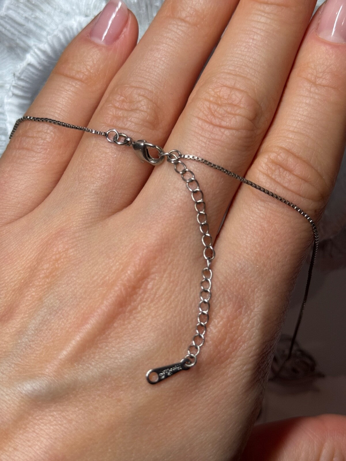 925 Sterling Silver White Sapphire Necklace Length 21/19 Inch