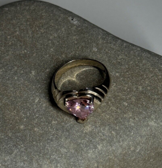 925 Sterling Silver CZ Heart Ring Size 6.5