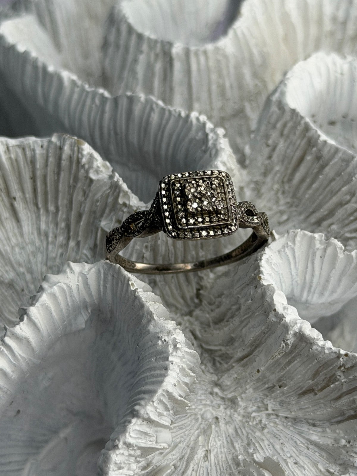 925 Sterling Silver White Sapphire Ring Size 9